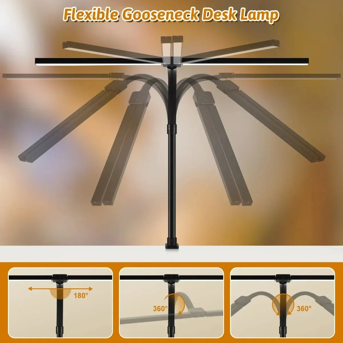 Led Desk Lamp - Dual Head Adjustable Clip Light | Dimmable Office Reading Lamp - ZOOMNSTORE