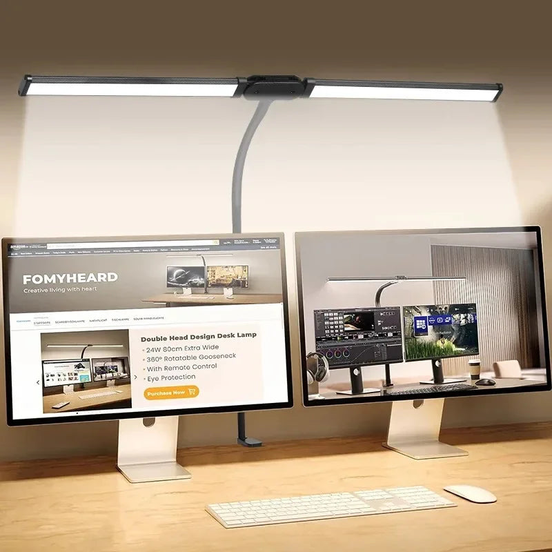 Led Desk Lamp - Dual Head Adjustable Clip Light | Dimmable Office Reading Lamp - ZOOMNSTORE