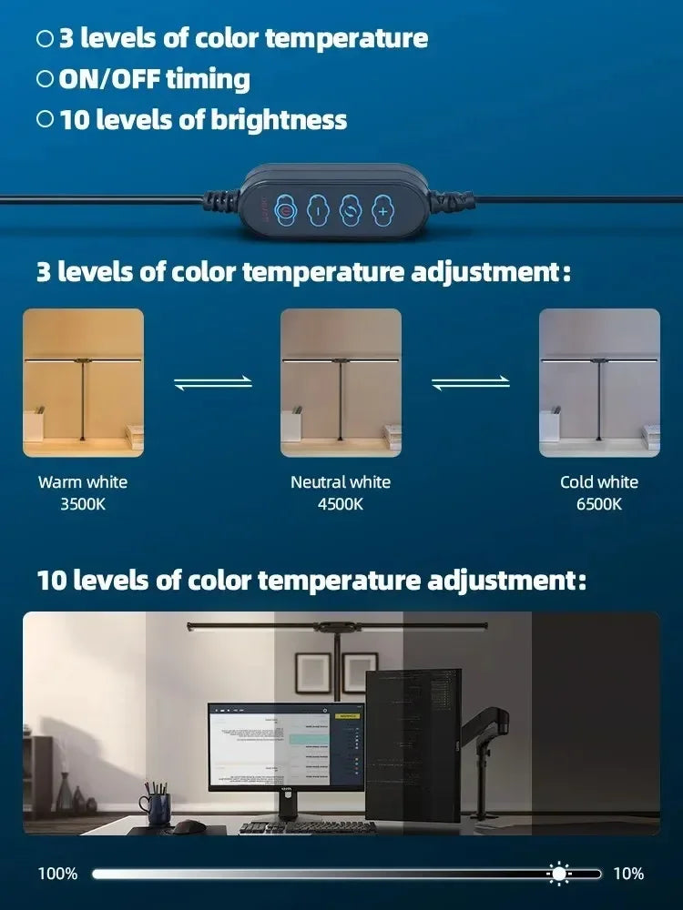 Led Desk Lamp - Dual Head Adjustable Clip Light | Dimmable Office Reading Lamp - ZOOMNSTORE