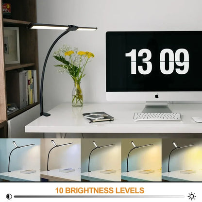 Led Desk Lamp - Dual Head Adjustable Clip Light | Dimmable Office Reading Lamp - ZOOMNSTORE