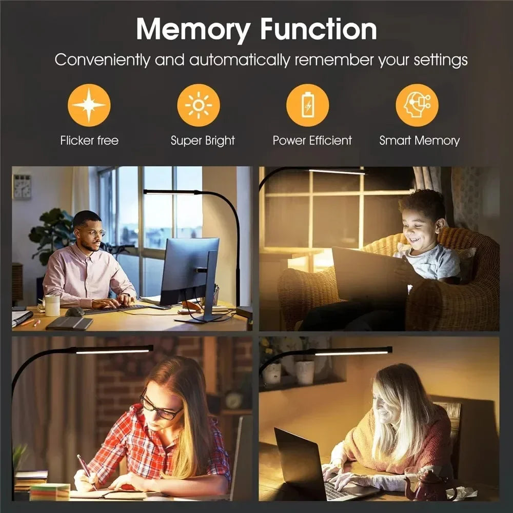 Led Desk Lamp - Dual Head Adjustable Clip Light | Dimmable Office Reading Lamp - ZOOMNSTORE