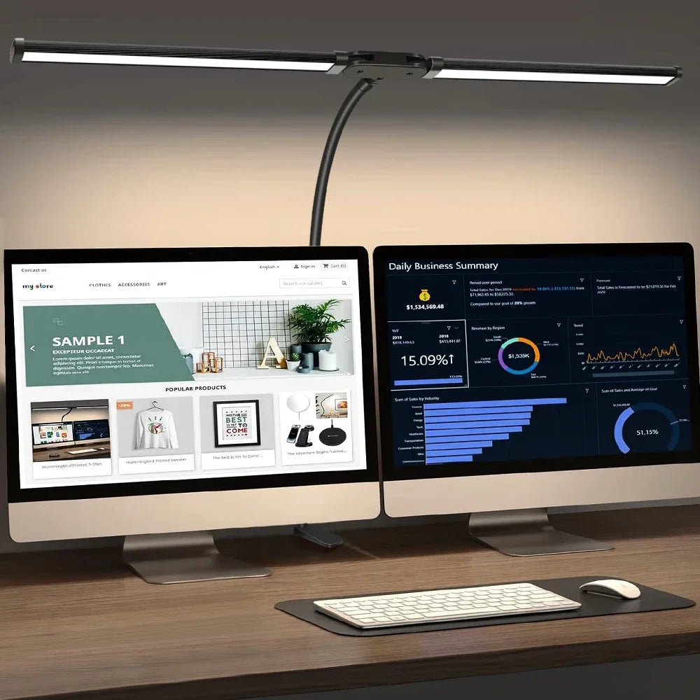 Led Desk Lamp - Dual Head Adjustable Clip Light | Dimmable Office Reading Lamp - ZOOMNSTORE