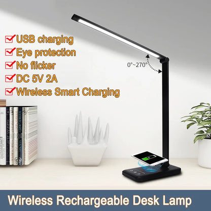 Led Smart Usb Lamp - Wireless Charging Folding Table Lamp | Rechargeable Desk Light - ZOOMNSTORE