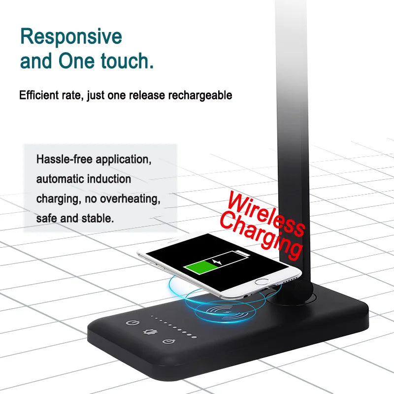 Led Smart Usb Lamp - Wireless Charging Folding Table Lamp | Rechargeable Desk Light - ZOOMNSTORE