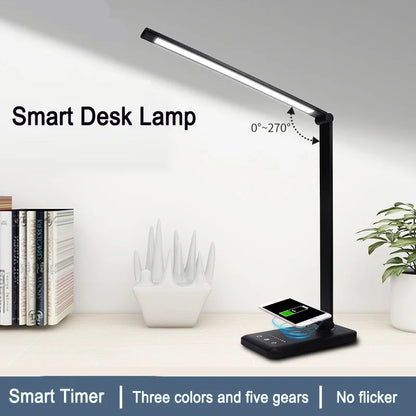 Led Smart Usb Lamp - Wireless Charging Folding Table Lamp | Rechargeable Desk Light - ZOOMNSTORE