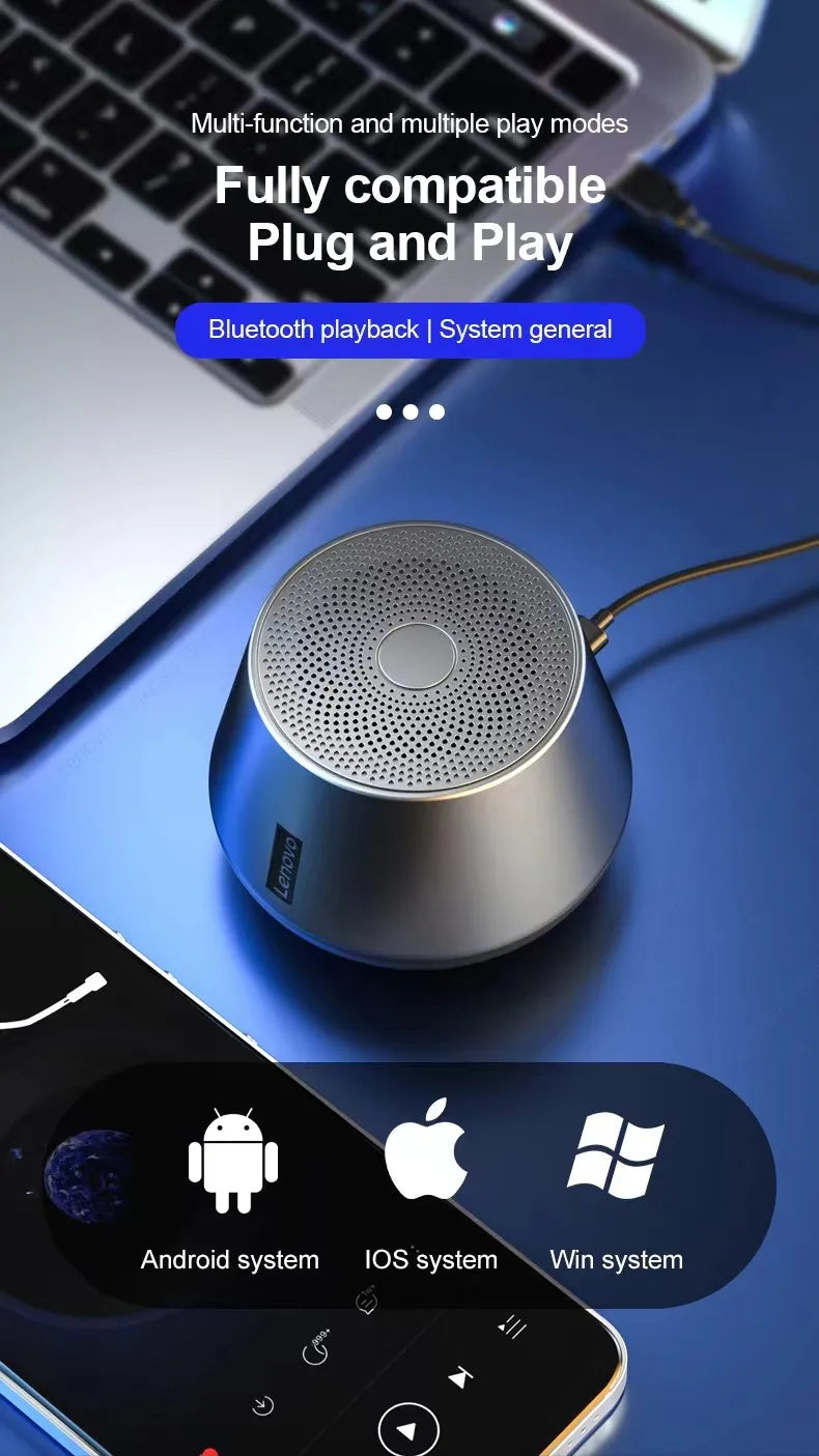 Lenovo Bluetooth Speaker - Portable Wireless Speaker With Stereo Surround Sound - ZOOMNSTORE