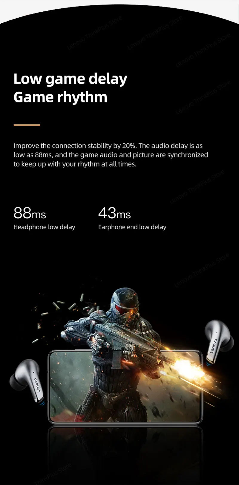 Lenovo LP5 Pro Earphones - Wireless Bluetooth 5.4 Gaming Earbuds | Low Latency IPX5 Waterproof Sports Headset - ZOOMNSTORE