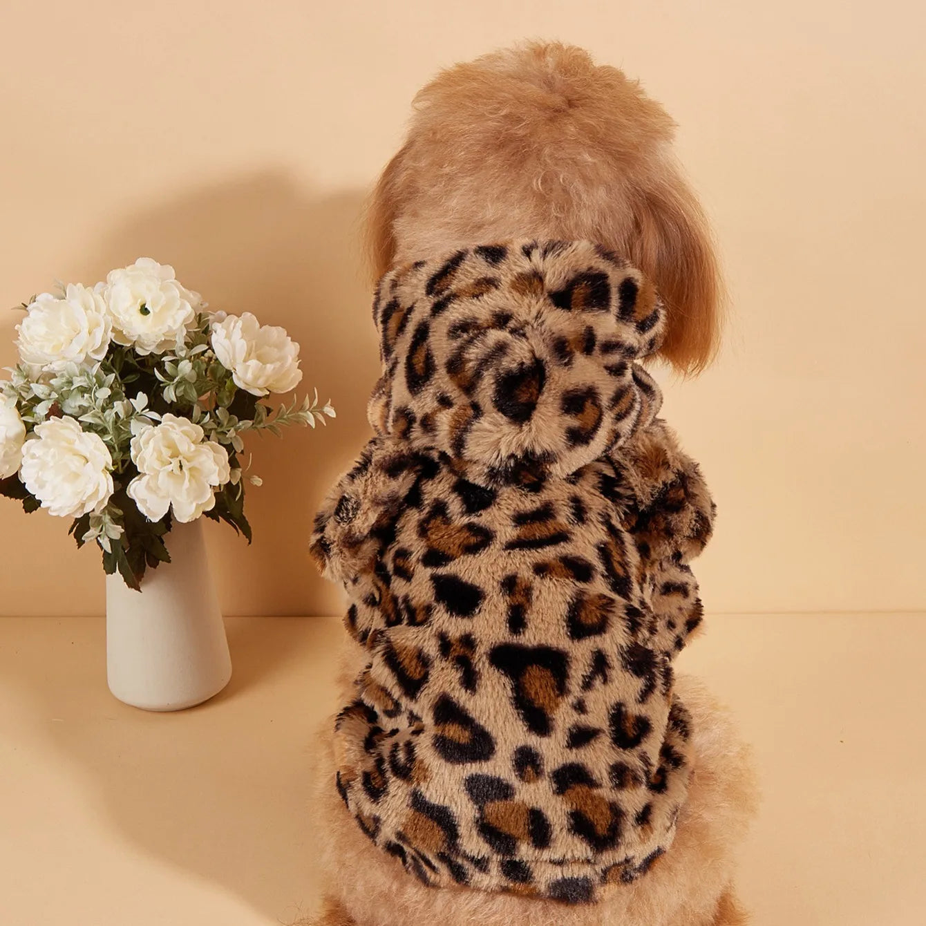 Leopard Dog Hoodie with Ears - Plush Pet Apparel for Small  Medium Dogs - ZOOMNSTORE