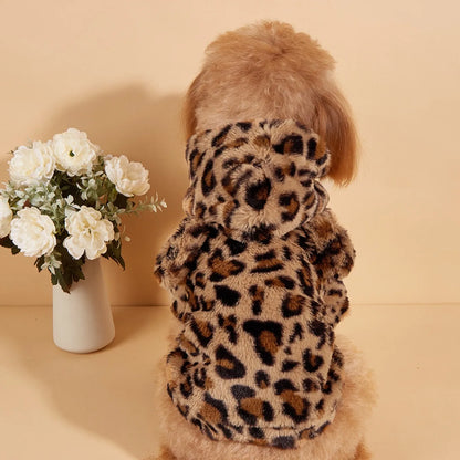 Leopard Dog Hoodie with Ears - Plush Pet Apparel for Small  Medium Dogs - ZOOMNSTORE