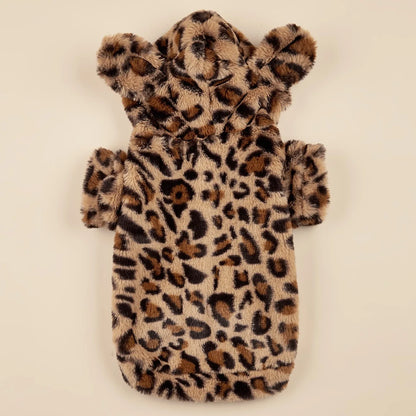 Leopard Dog Hoodie with Ears - Plush Pet Apparel for Small  Medium Dogs - ZOOMNSTORE