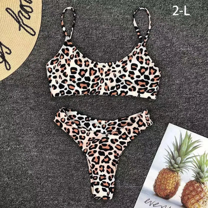 Leopard Print Bikini - Two Piece Swimsuit Set | Low Waist, Wire Free Swimwear - ZOOMNSTORE
