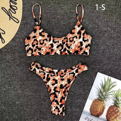 Leopard Print Bikini - Two Piece Swimsuit Set | Low Waist, Wire Free Swimwear - ZOOMNSTORE