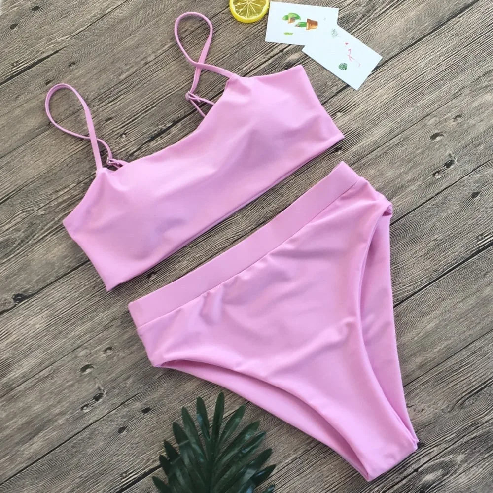 Leopard Print Bikini - Two Piece Swimsuit Set | Low Waist, Wire Free Swimwear - ZOOMNSTORE
