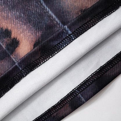 Leopard Print Slim Flared Dress - Womens Y2K Long-Sleeved Skirt Outfit - ZOOMNSTORE