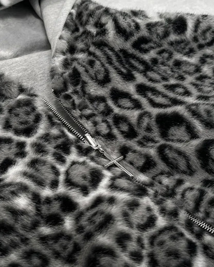 Harajuku Leopard Print Hoodie - Unisex Loose Zipper Sweatshirt - ZOOMNSTORE