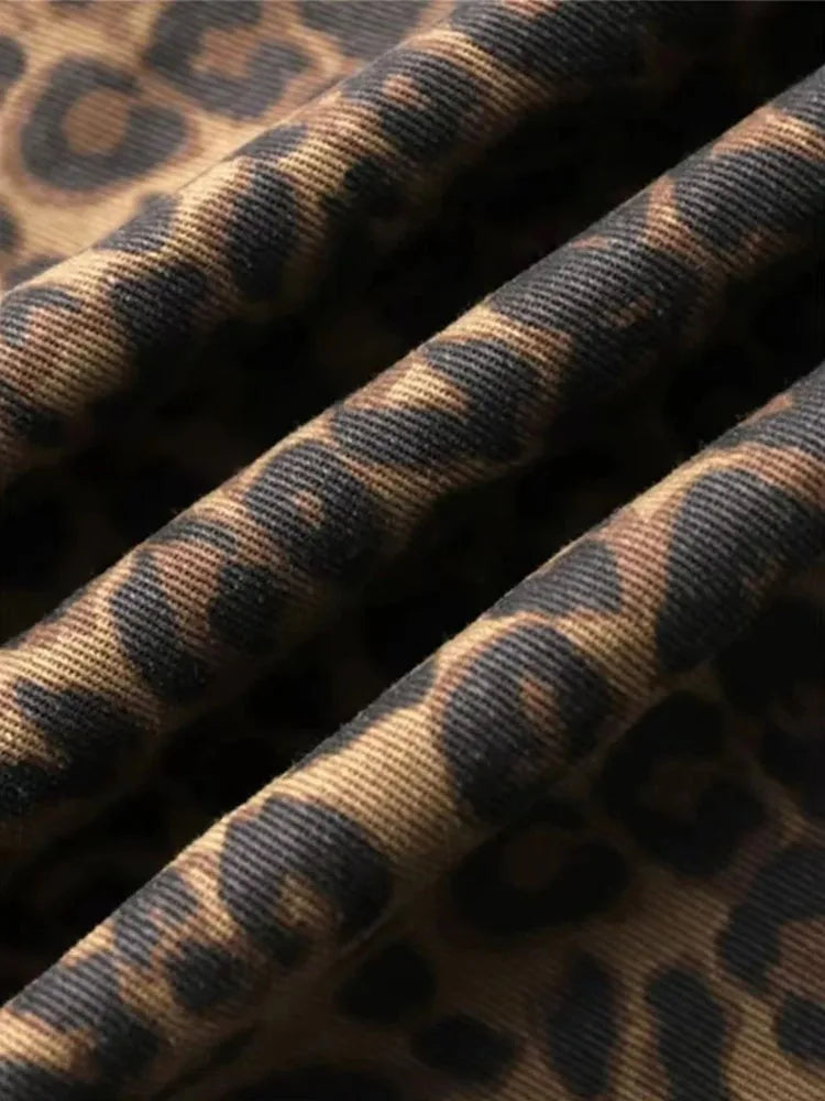 Leopard Print Jeans - Vintage Small Straight Cotton Denim Pants for Women’s Casual Wear - ZOOMNSTORE