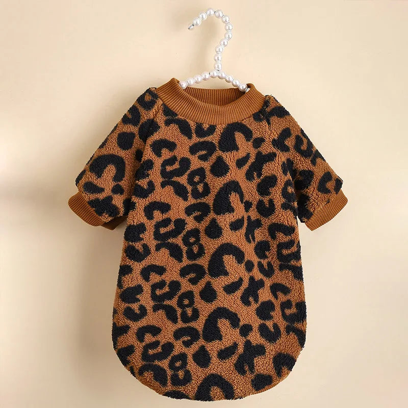 Leopard Print Pet Sweater - Soft Eco-Friendly Dog Pullover, Tear-Resistant Wear - ZOOMNSTORE