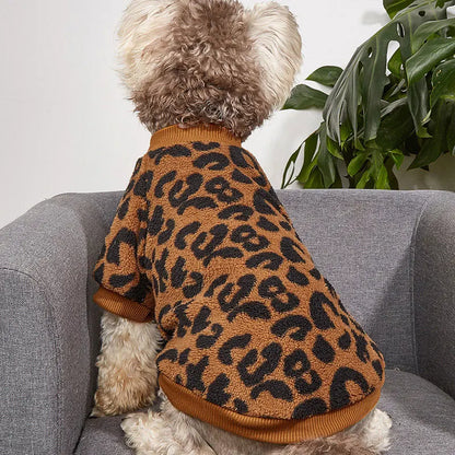 Leopard Print Pet Sweater - Soft Eco-Friendly Dog Pullover, Tear-Resistant Wear - ZOOMNSTORE