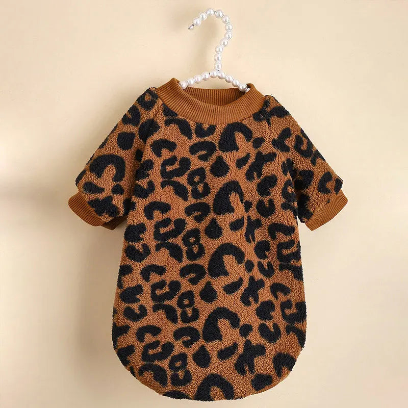 Leopard Print Pet Sweater - Soft Eco-Friendly Dog Pullover, Tear-Resistant Wear - ZOOMNSTORE