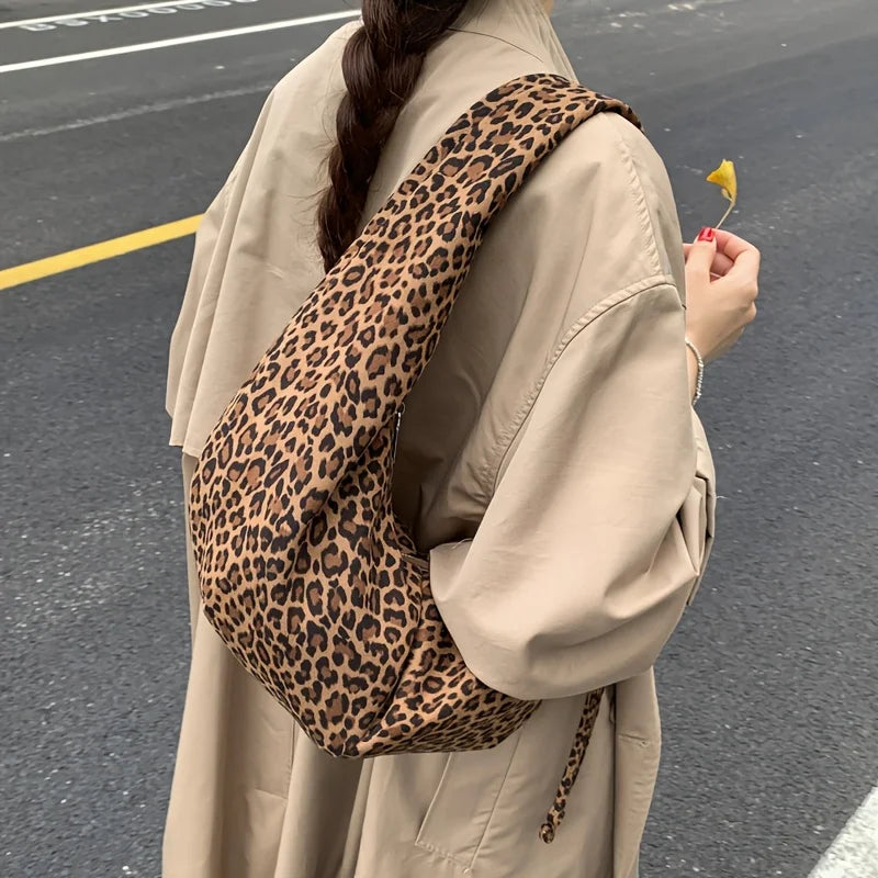 Leopard Print Saddle Bag - Retro Suede PU Leather Large Capacity Handbag for Women - ZOOMNSTORE