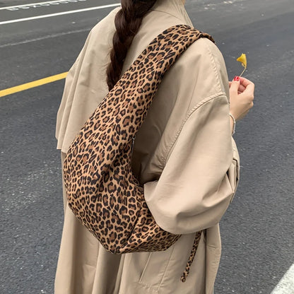 Leopard Print Saddle Bag - Retro Suede PU Leather Large Capacity Handbag for Women - ZOOMNSTORE