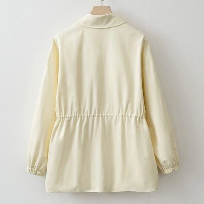 Light Yellow Womens Adjustable Zip Jacket - SpringAutumn Outerwear - ZOOMNSTORE