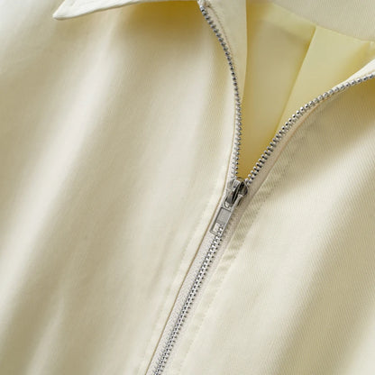 Light Yellow Womens Adjustable Zip Jacket - SpringAutumn Outerwear - ZOOMNSTORE