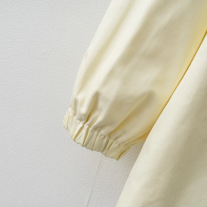 Light Yellow Womens Adjustable Zip Jacket - SpringAutumn Outerwear - ZOOMNSTORE