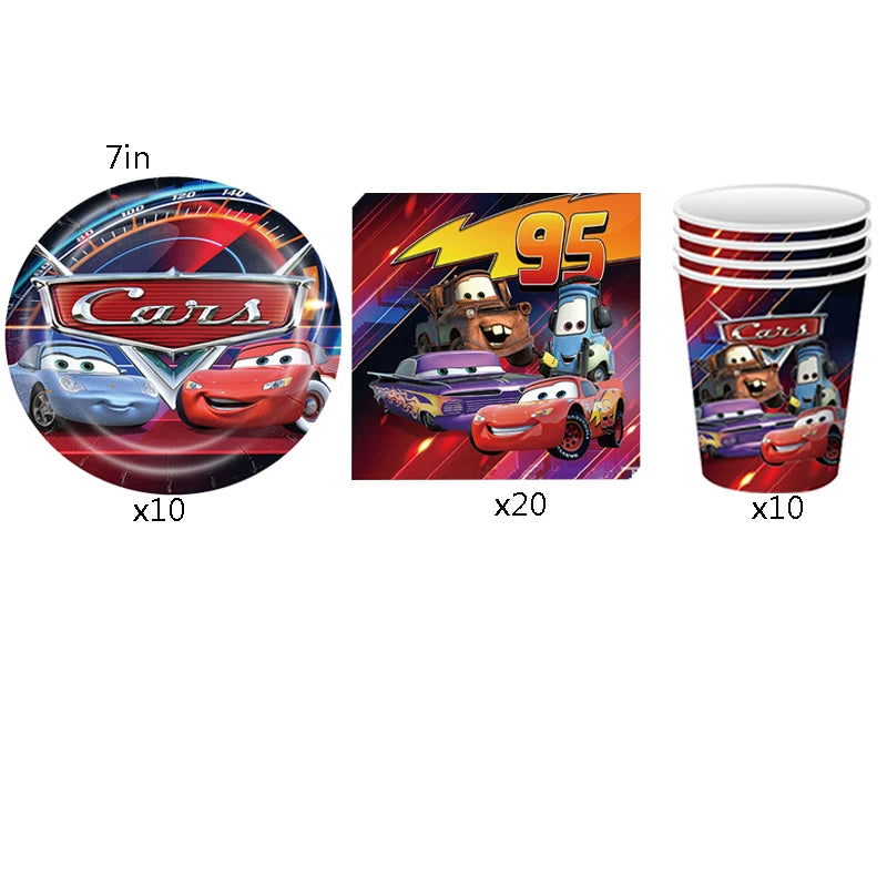 Lightning McQueen Party Supplies - Disposable Tableware  Paper Plates for Kids Birthday  Baby Shower - ZOOMNSTORE
