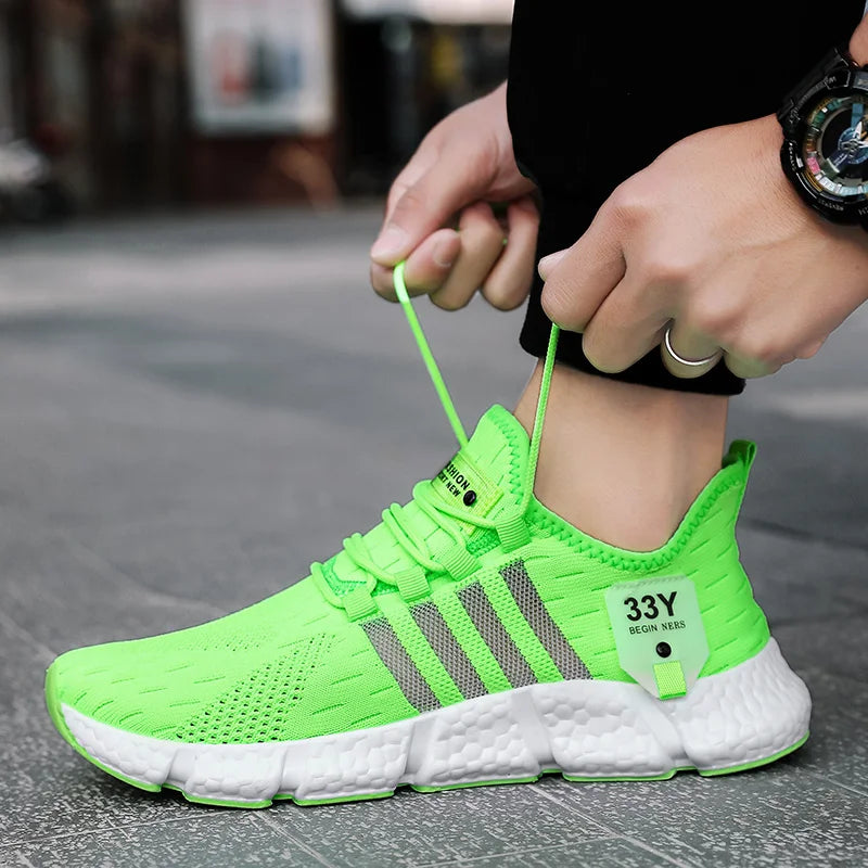 Lightweight Breathable Mesh Mens Sneakers - Trendy Outdoor Walking Tennis Flats - ZOOMNSTORE