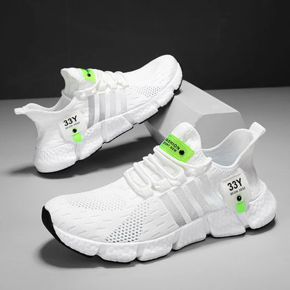 Lightweight Breathable Mesh Mens Sneakers - Trendy Outdoor Walking Tennis Flats - ZOOMNSTORE
