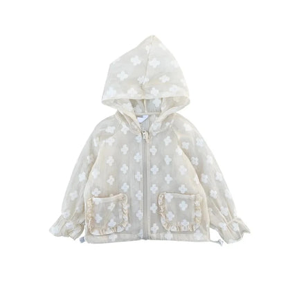 Lightweight Floral Kids Sun Suit - Hooded Zip Jacket for Girls 1-8 Years - ZOOMNSTORE