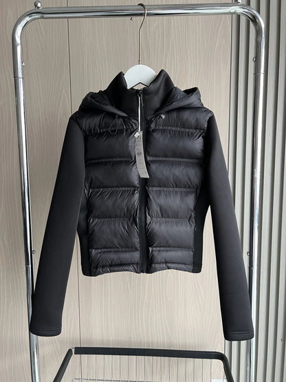 Lightweight Womens Down Jacket - Warm Hooded Sports Coat with Long Sleeves - ZOOMNSTORE