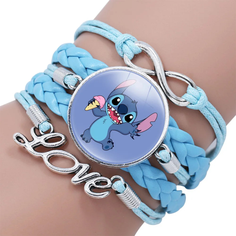 Lilo  Stitch Bracelet - Cute Anime Leather Wristband Jewelry for Girls - ZOOMNSTORE