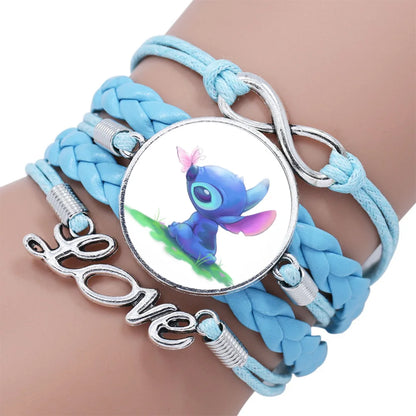 Lilo  Stitch Bracelet - Cute Anime Leather Wristband Jewelry for Girls - ZOOMNSTORE