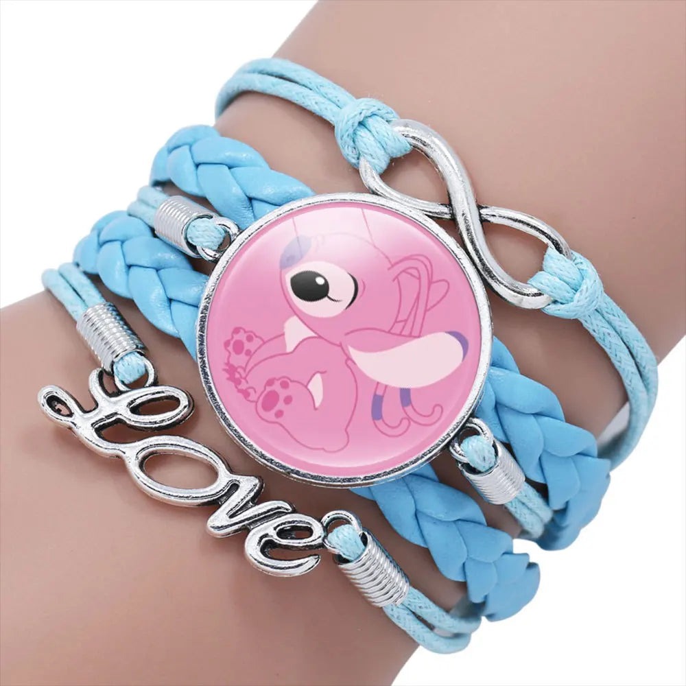Lilo  Stitch Bracelet - Cute Anime Leather Wristband Jewelry for Girls - ZOOMNSTORE