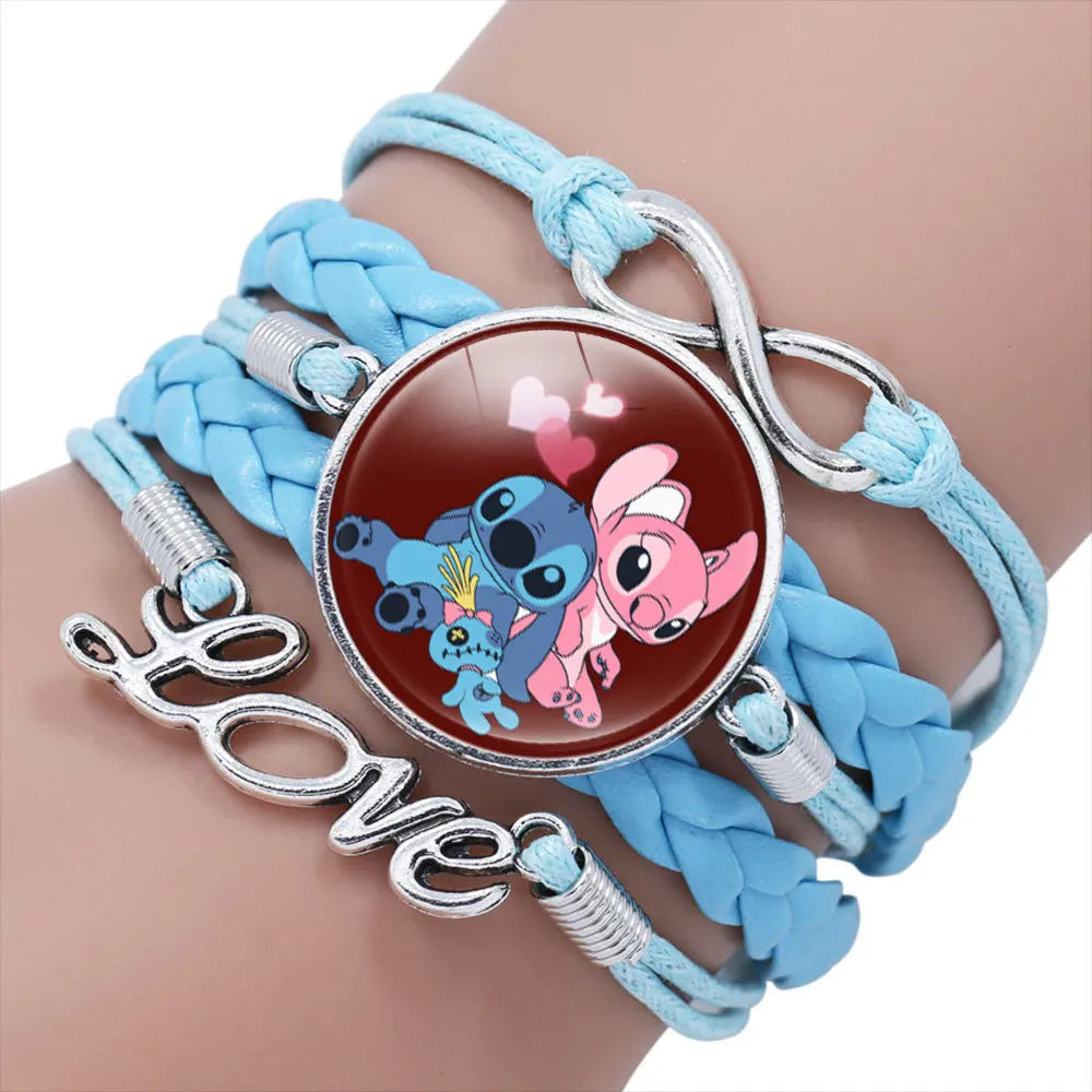 Lilo  Stitch Bracelet - Cute Anime Leather Wristband Jewelry for Girls - ZOOMNSTORE
