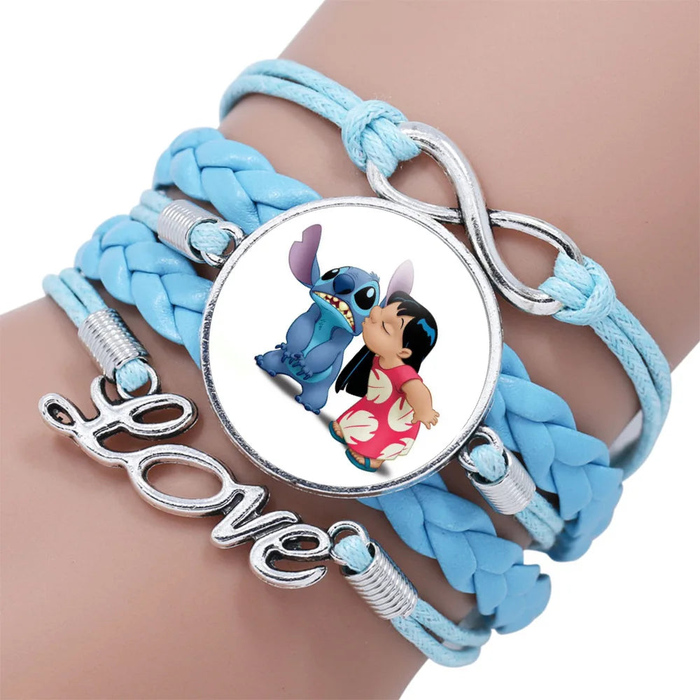 Lilo  Stitch Bracelet - Cute Anime Leather Wristband Jewelry for Girls - ZOOMNSTORE