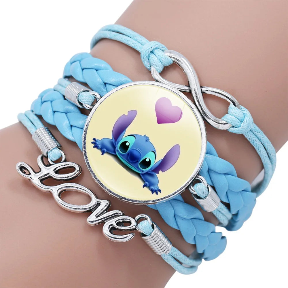 Lilo  Stitch Bracelet - Cute Anime Leather Wristband Jewelry for Girls - ZOOMNSTORE