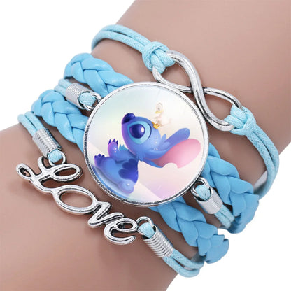 Lilo  Stitch Bracelet - Cute Anime Leather Wristband Jewelry for Girls - ZOOMNSTORE