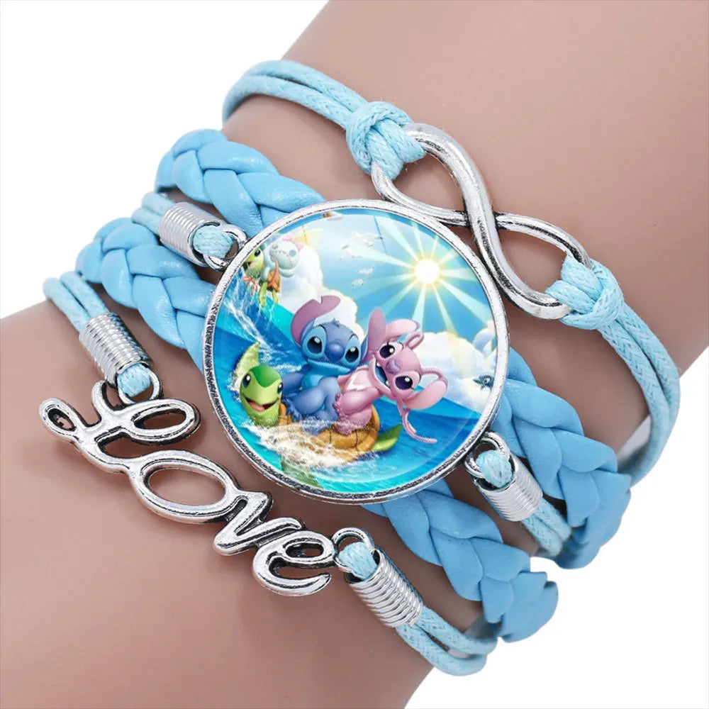 Lilo  Stitch Bracelet - Cute Anime Leather Wristband Jewelry for Girls - ZOOMNSTORE