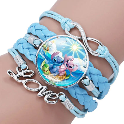 Lilo  Stitch Bracelet - Cute Anime Leather Wristband Jewelry for Girls - ZOOMNSTORE