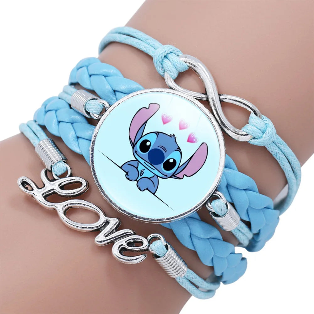 Lilo  Stitch Bracelet - Cute Anime Leather Wristband Jewelry for Girls - ZOOMNSTORE