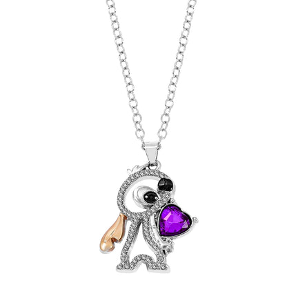 Lilo  Stitch Heart Rhinestone Necklace - Anime Charm Pendant Jewelry Accessory - ZOOMNSTORE