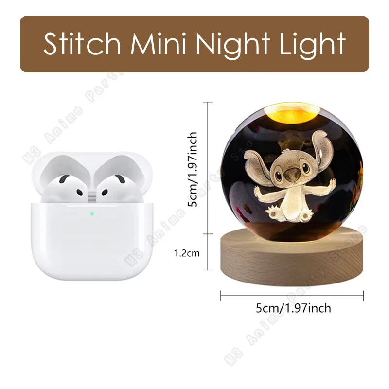 Lilo and Stitch Crystal Lamp – 3D Laser Engraved Crystal Ball Night Light with Wooden Base - ZOOMNSTORE