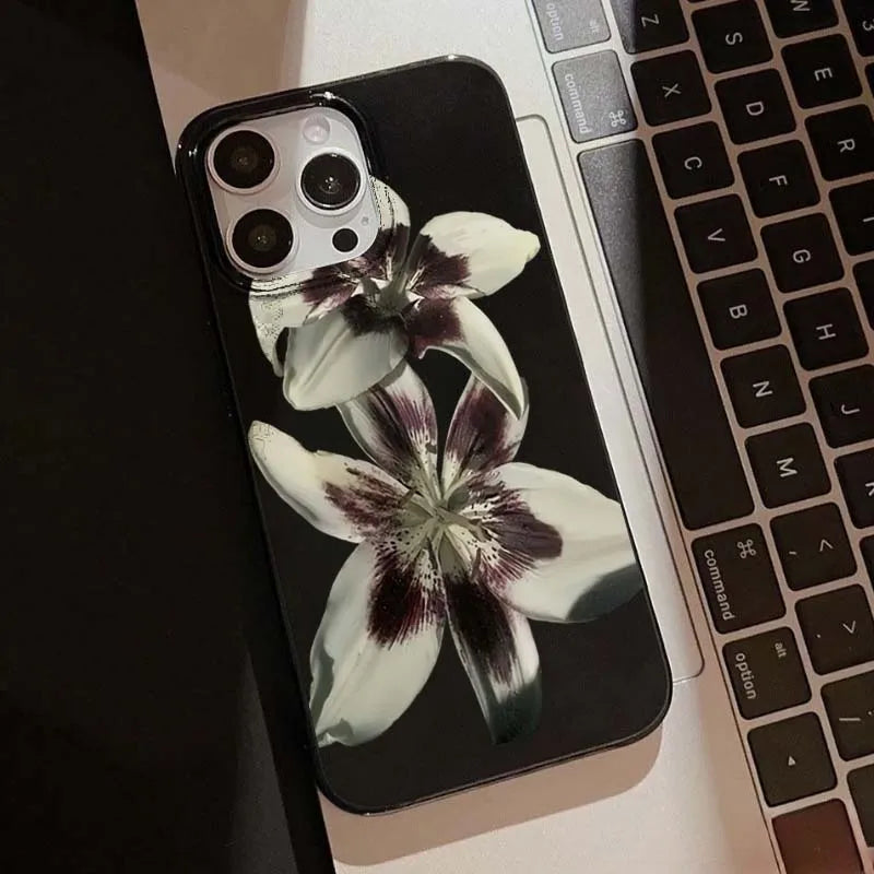 Lily Orchid Flower Print Phone Case - Shockproof Cover for iPhone 11-17 Series - ZOOMNSTORE