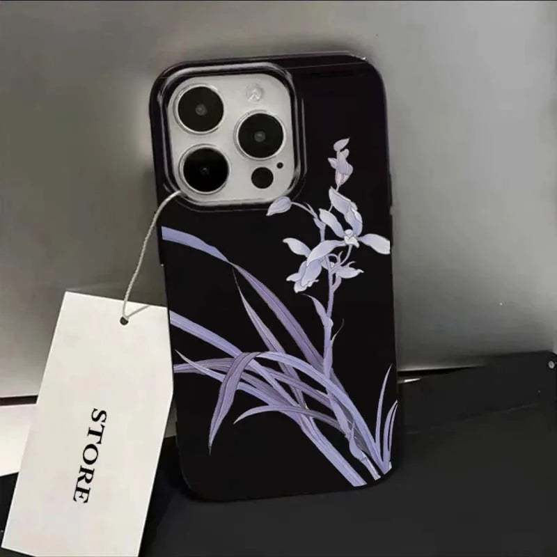 Lily Orchid Flower Print Phone Case - Shockproof Cover for iPhone 11-17 Series - ZOOMNSTORE