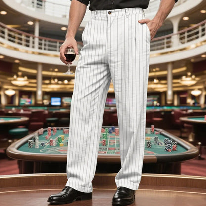 Linen Casual Pants - Men’s Striped Straight-Leg Breathable Loose Trousers for Spring - ZOOMNSTORE
