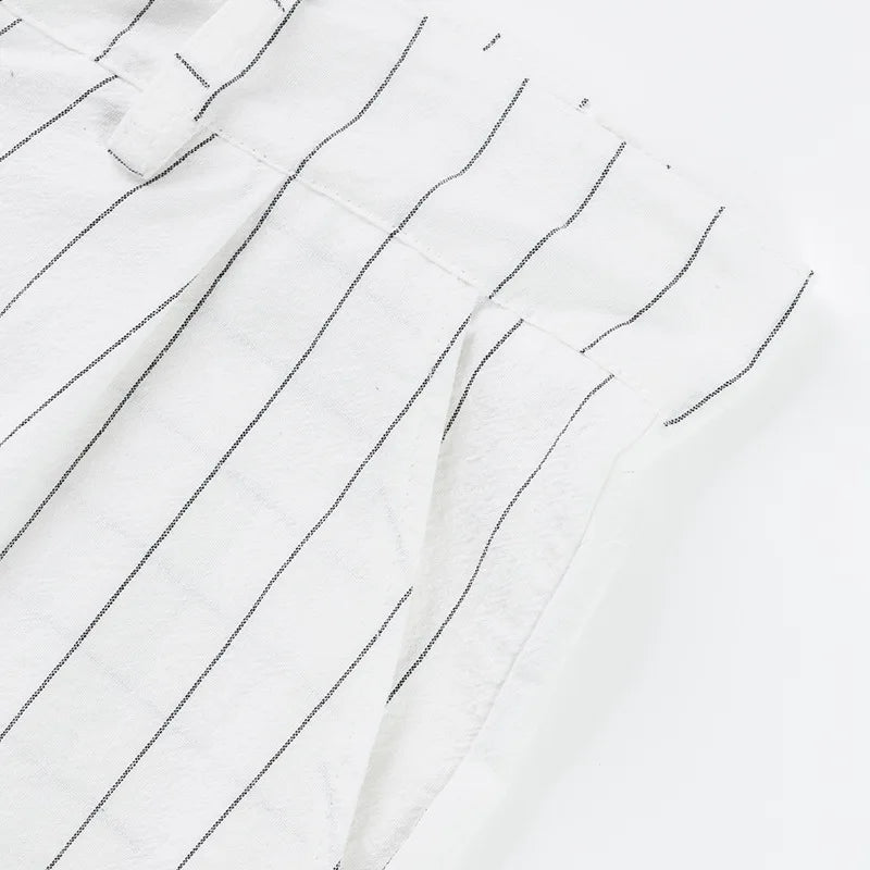Linen Casual Pants - Men’s Striped Straight-Leg Breathable Loose Trousers for Spring - ZOOMNSTORE