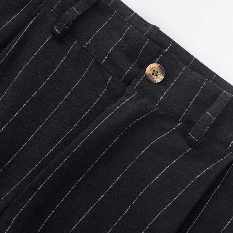 Linen Casual Pants - Men’s Striped Straight-Leg Breathable Loose Trousers for Spring - ZOOMNSTORE